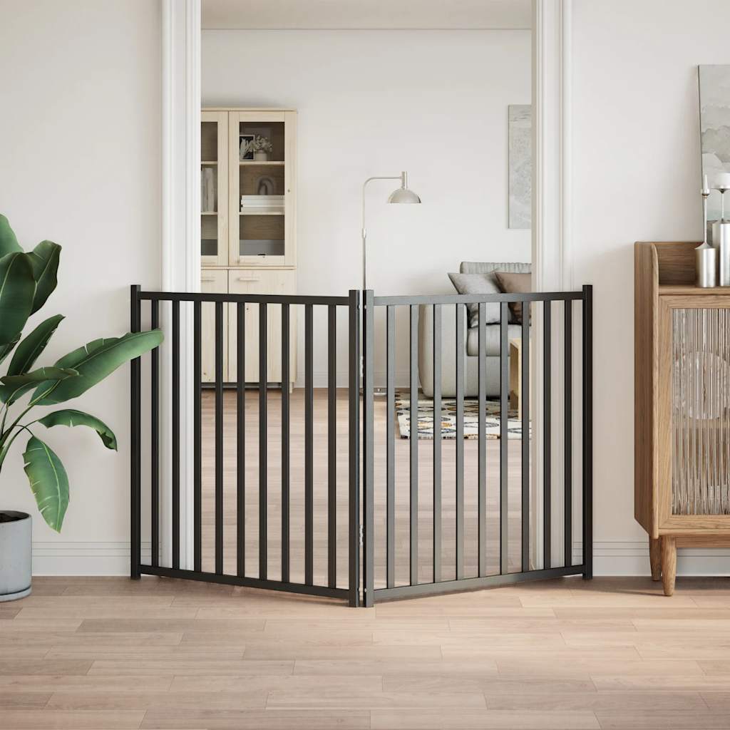 vidaXL Hondenhek inklapbaar 2 panelen 160 cm massief vurenhout zwart