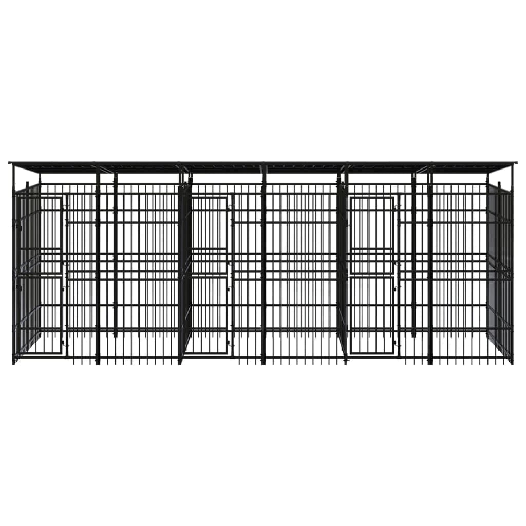 vidaXL Hondenkennel met dak 11,06 m² staal