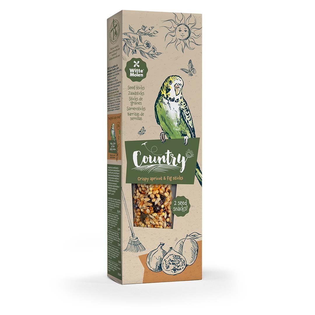 Witte Molen Country zaadsticks parkiet abrikoos & vijg 60 gram - 2 stuks