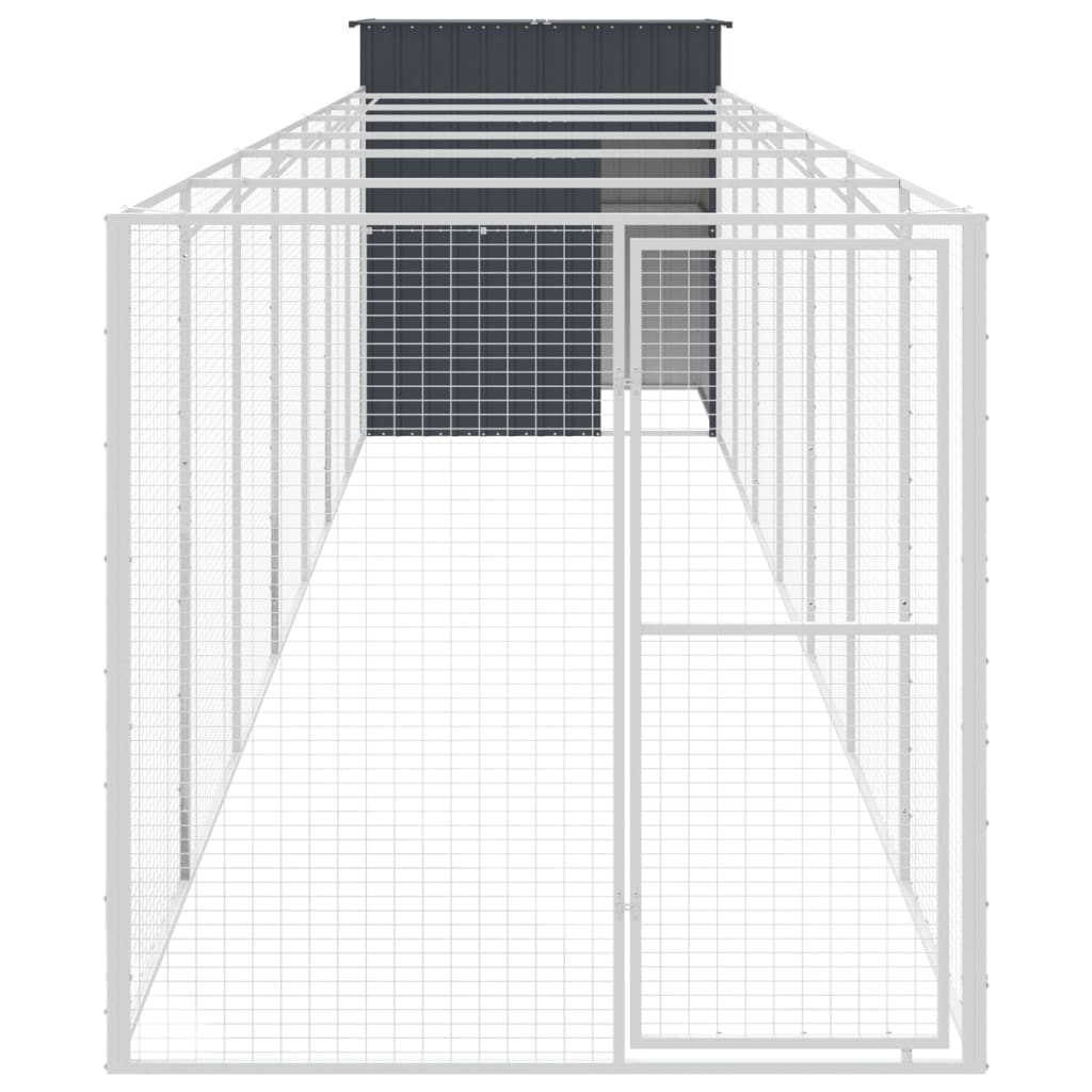 vidaXL Hondenhok met ren 165x863x181 cm gegalvaniseerd staal antraciet
