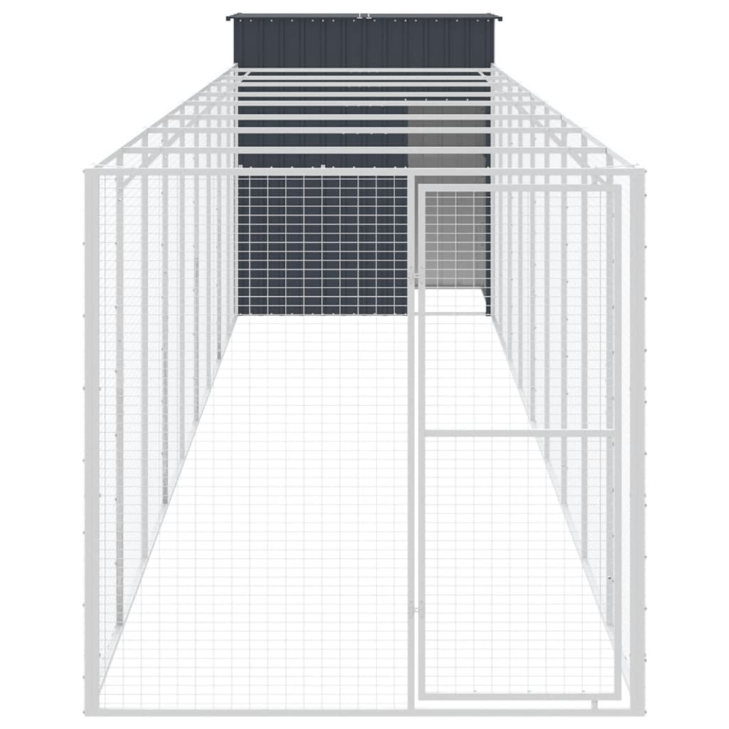 vidaXL Hondenhok met ren 165x1067x181 cm staal antraciet