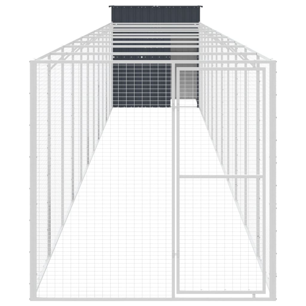 vidaXL Hondenhok met ren 165x1271x181 cm staal antraciet