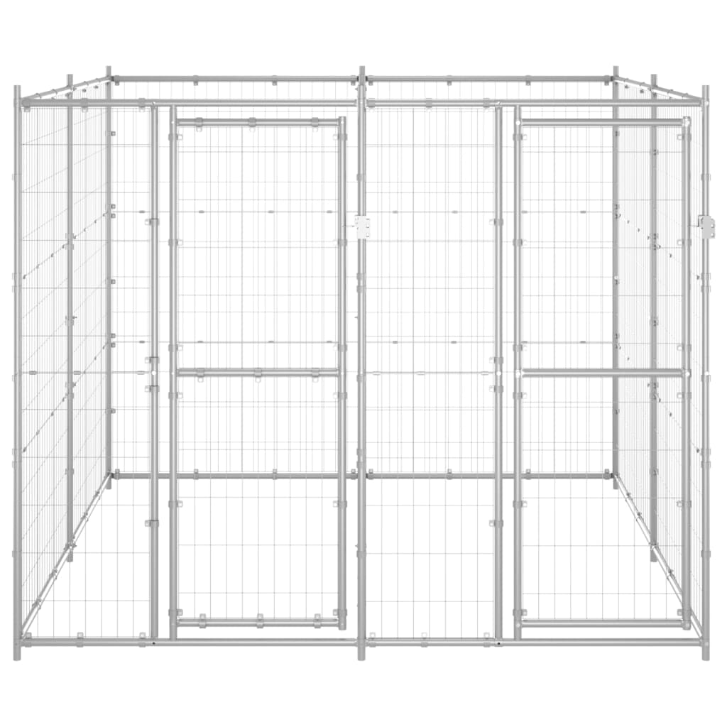 vidaXL Hondenkennel 4,84 m² gegalvaniseerd staal