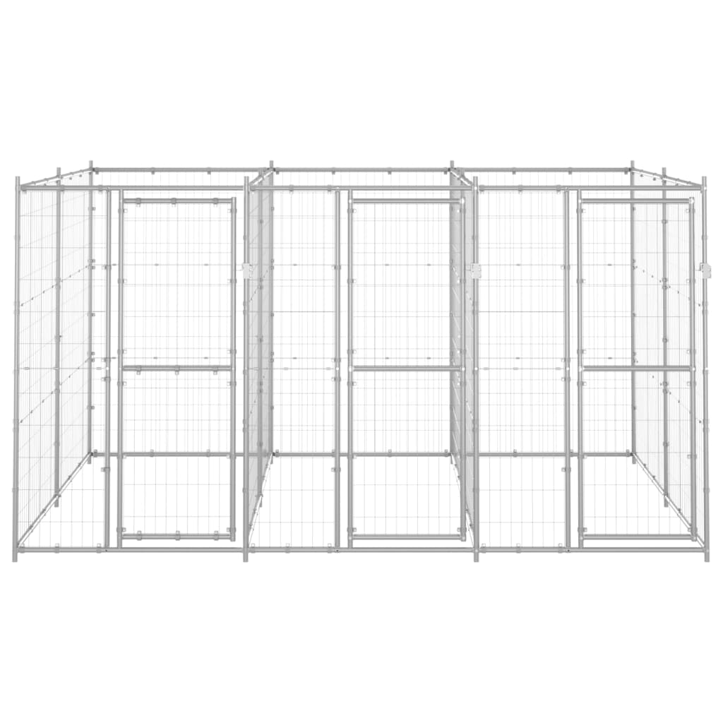 vidaXL Hondenkennel 7,26 m² gegalvaniseerd staal