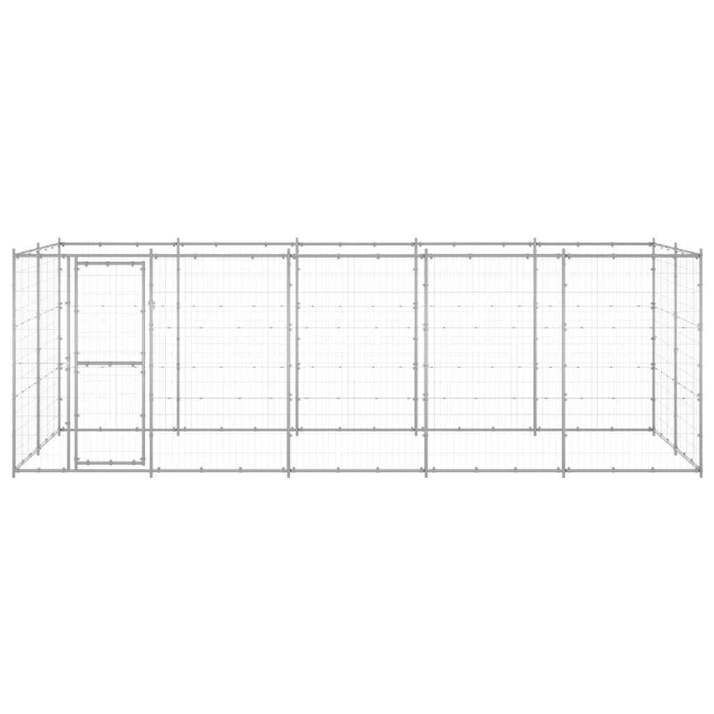 vidaXL Hondenkennel 12,1 m² gegalvaniseerd staal