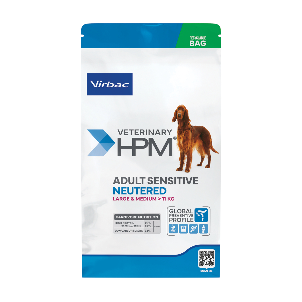 Virbac HPM Adult Sensitive Neutered Dog Large & Medium Hondenvoer - 12 kg