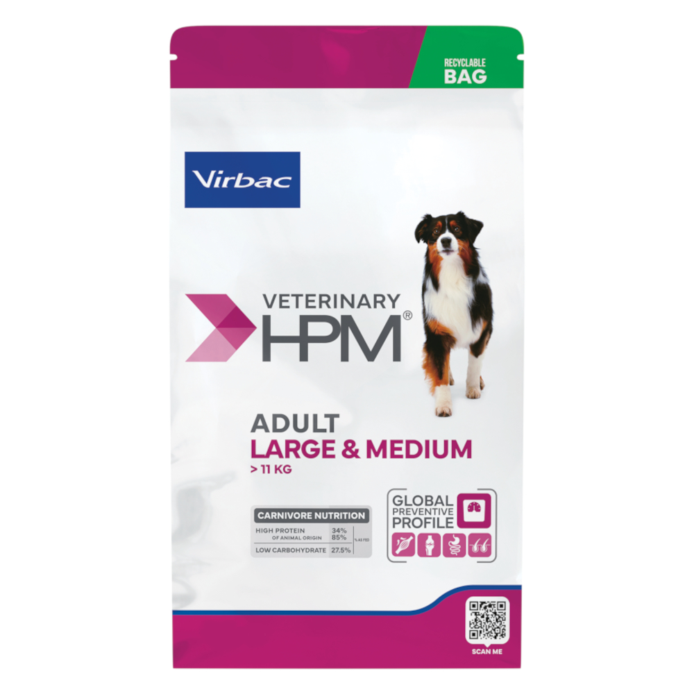 Virbac Veterinary HPM Dog Adult Large & Medium Hondenvoer - 12 kg