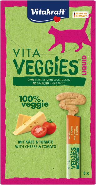 Vitakraft Vita Veggies Liquid kaas & tomaat 6x15g dierensnack - 
