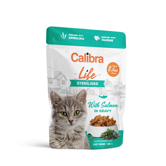 Calibra Life Cat Adult Sterilised Zalm maaltijdzakjes kat 28 x 85 gram