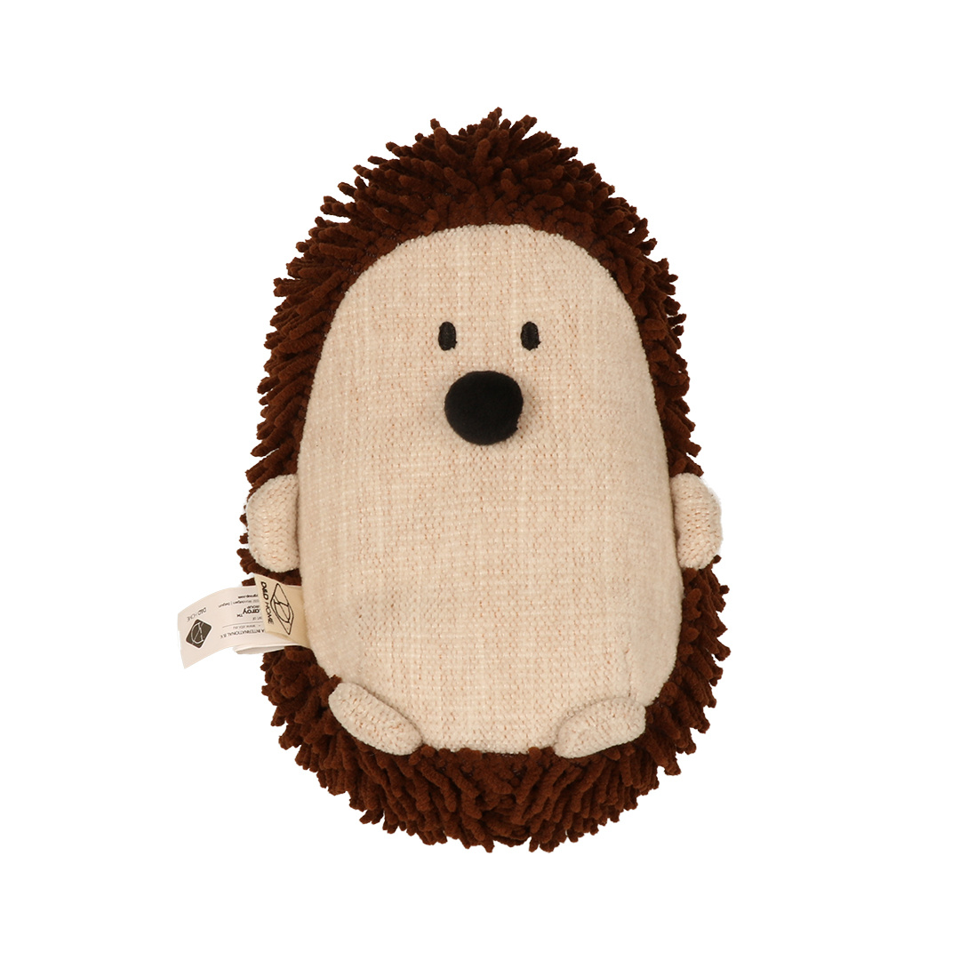 D&D Home Trappelkussen Spike Bruin – egelvormig kattenspeeltje van chenille & moppy met catnippocket S - 11x11x17cm