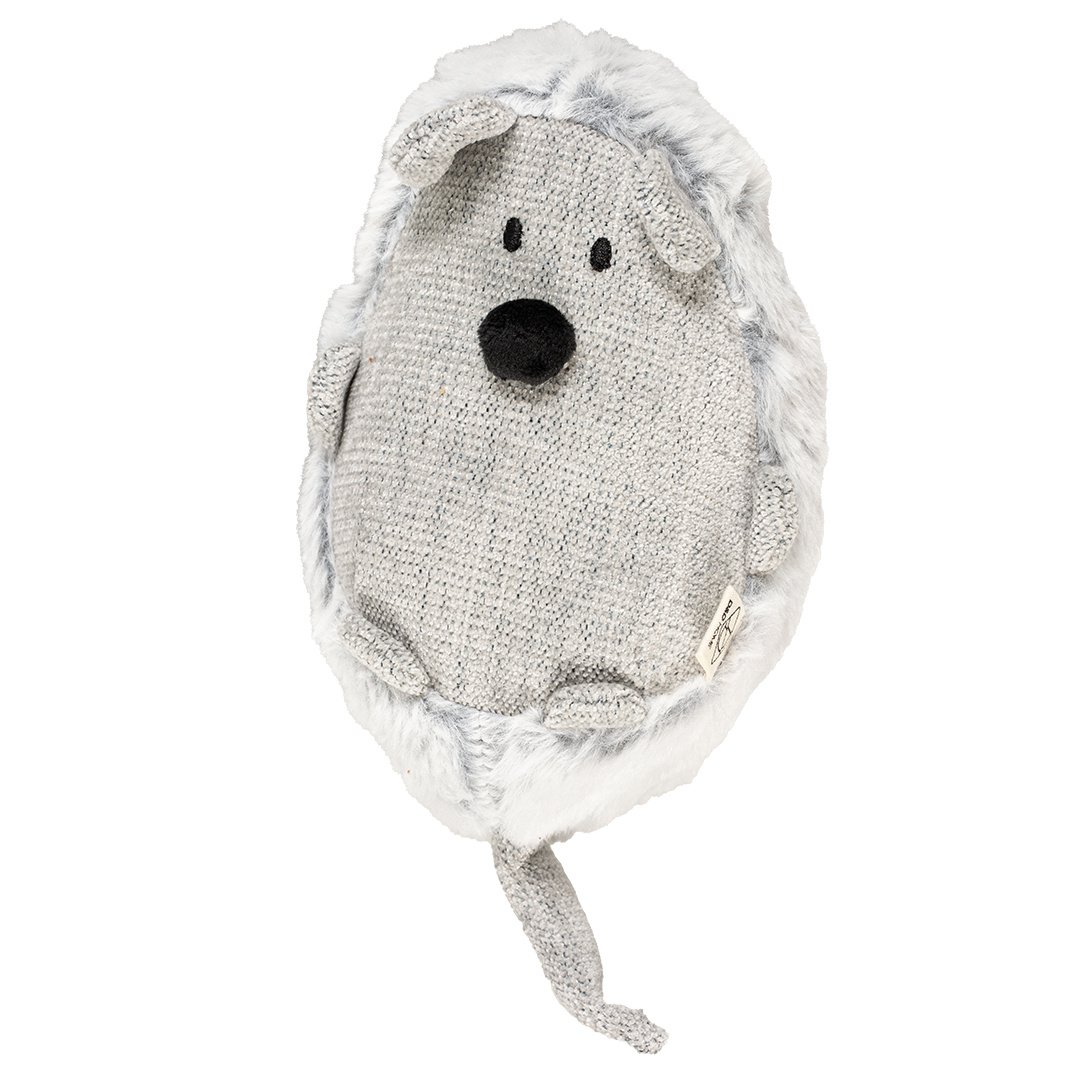D&D Home Trappelkussen Bowie Lichtgrijs – muisvormig kattenspeeltje van chenille & plush met catnippocket L - 13x14x33cm