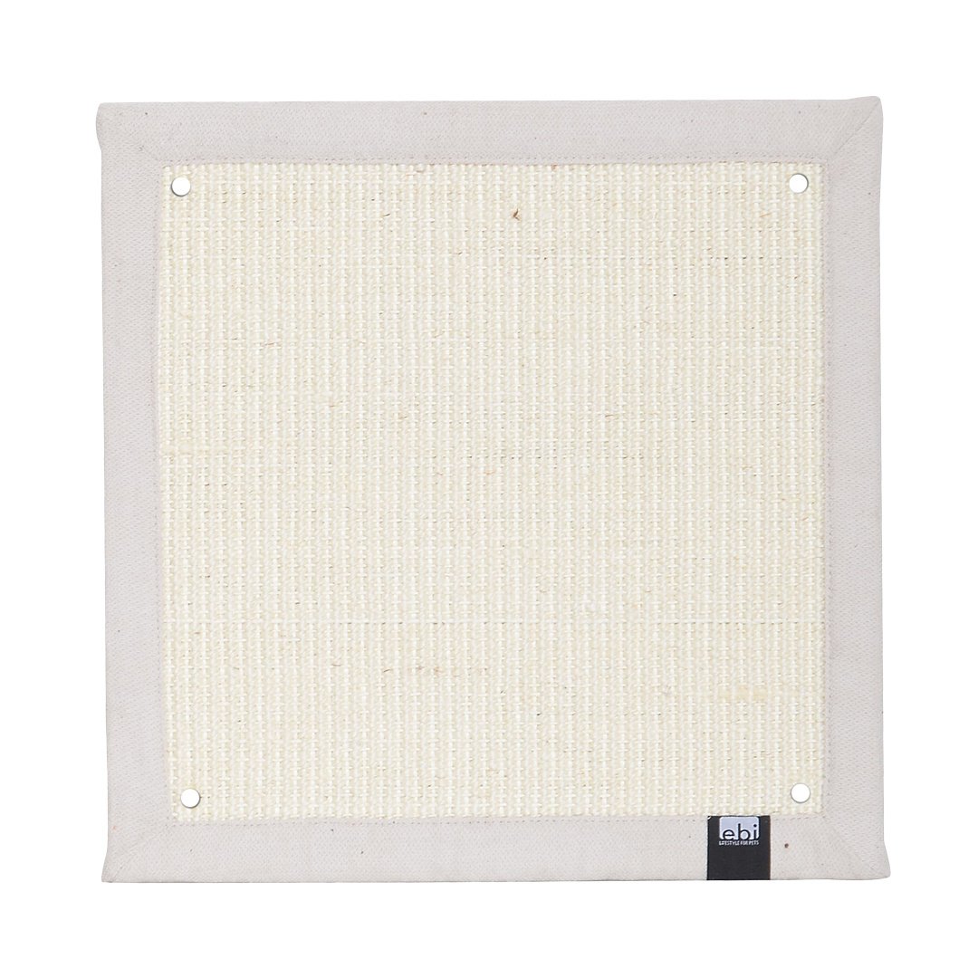 Ebi Krappa Krabmat Vierkant – stijlvolle sisal krabmat met interieurstof en muurbevestiging – 38 × 38 × 1,5 cm – verkrijgbaar in zwart en wit Wit