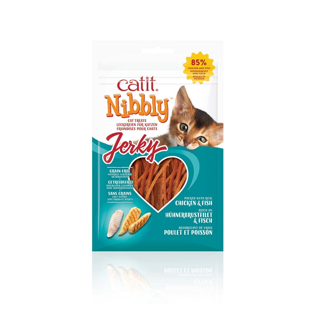 Cat It CA Nibbly Jerky - zachte kattensnacks van kip of kip met vis, graanvrij Kip & Vis