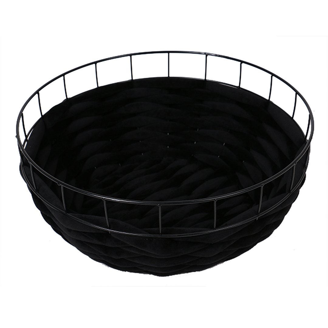 D&D Home Kattenbed Ferry Zwart – ronde kattenmand van metaal en polyfiber touw, verkrijgbaar in Ø45 cm en Ø60 cm S - 45x45x20cm