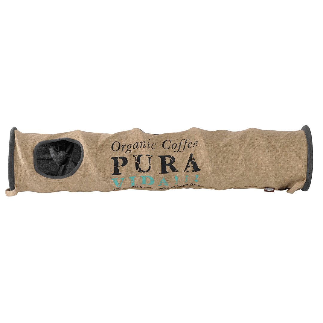 D&D Home Cat Tunnel Pura Vida – kattentunnel van jute en polyester, 120 cm met speeltjes en knisperfolie
