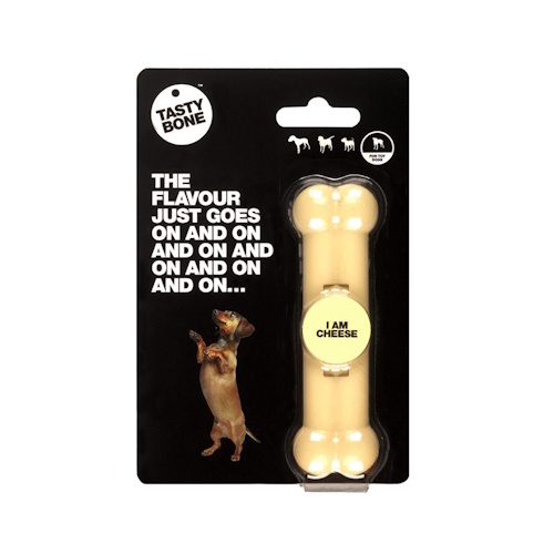 Tasty Bone Cheese Toy voor kleine honden - nylon kauwspeelgoed met tandverzorgende werking, 11 cm