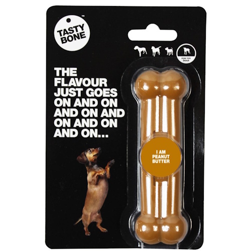 Tasty Bone Peanutbutter Toy voor kleine honden - nylon kauwspeelgoed met tandverzorgende werking, 11 cm