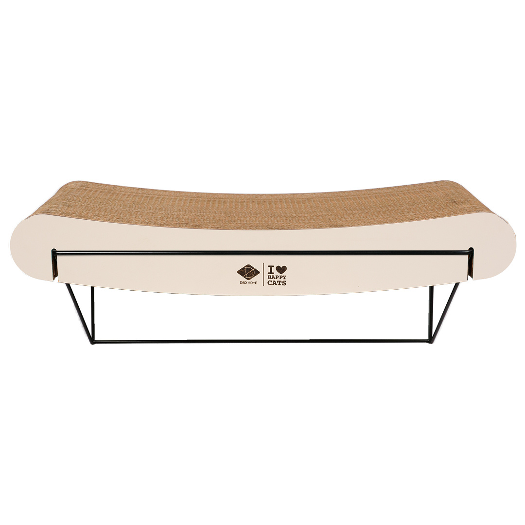 D&D Home Gebogen Kartonnen Wandplank David – Bruin/Zwart & Bruin/Beige, 60×29×24 cm, kattenwandplank met metalen houder Bruin/Beige