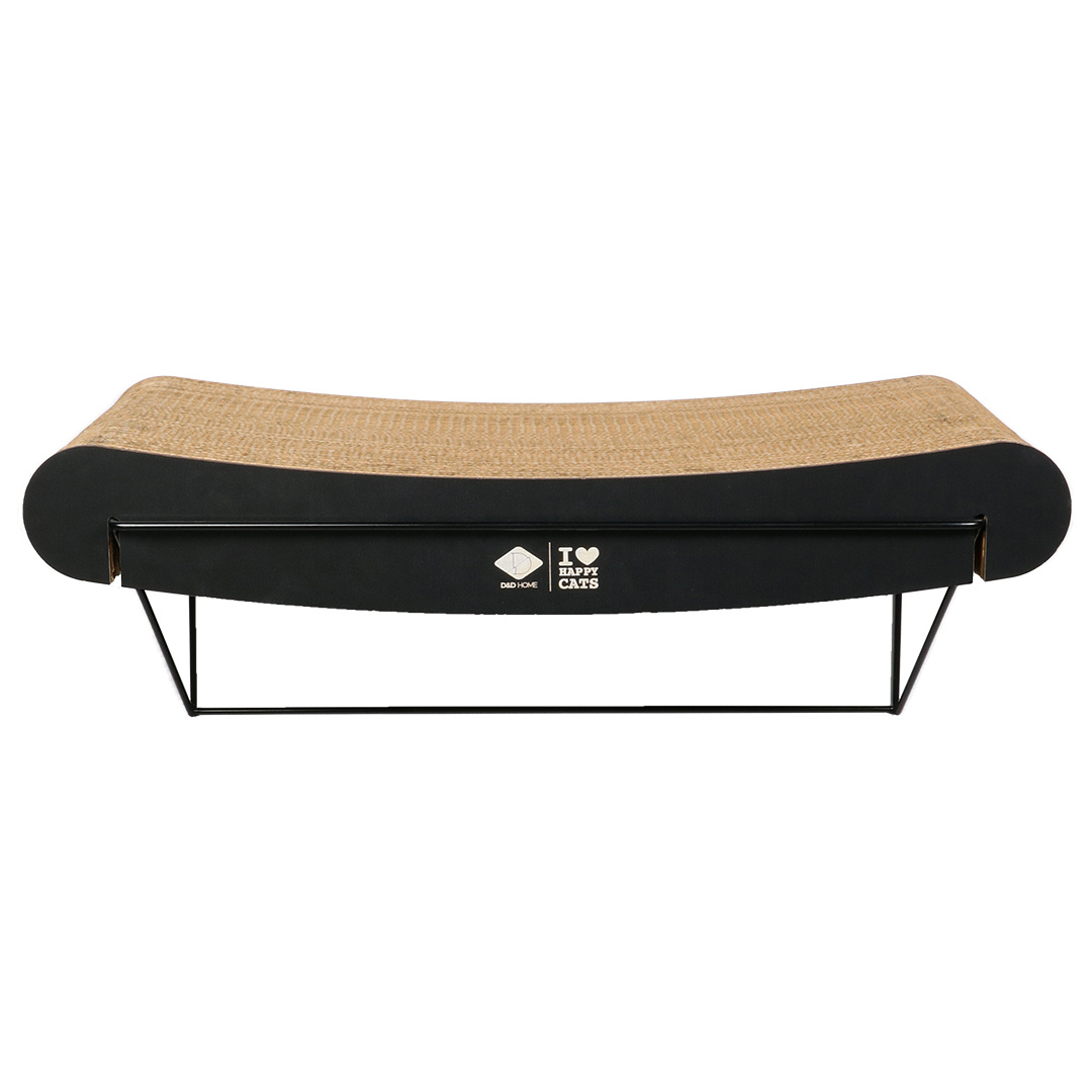 D&D Home Gebogen Kartonnen Wandplank David – Bruin/Zwart & Bruin/Beige, 60×29×24 cm, kattenwandplank met metalen houder Bruin/Zwart