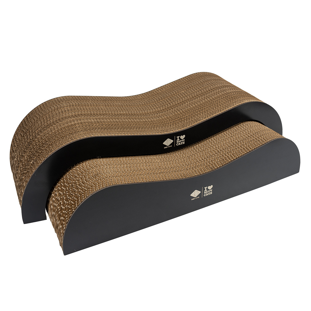 D&D Home KaKartonnen Krablounge ARCHIE – tweedelige kattenkrabplank en lounge van golfkarton met MDF zijkanten – 75 × 18,5 × 25 cm – Bruin/Zwart & Bruin/Beigertonnen krablounge 