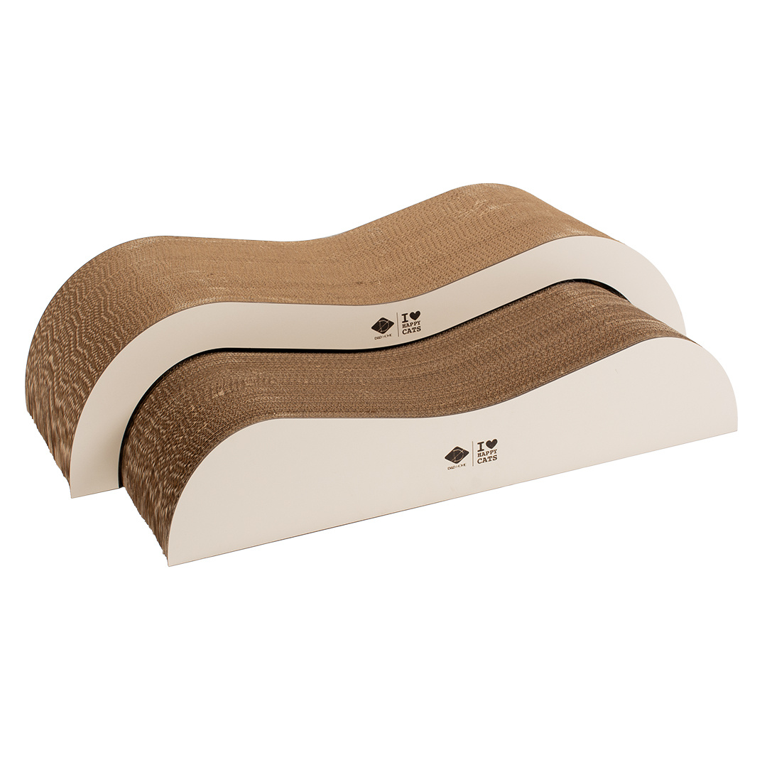 D&D Home KaKartonnen Krablounge ARCHIE – tweedelige kattenkrabplank en lounge van golfkarton met MDF zijkanten – 75 × 18,5 × 25 cm – Bruin/Zwart & Bruin/Beigertonnen krablounge 