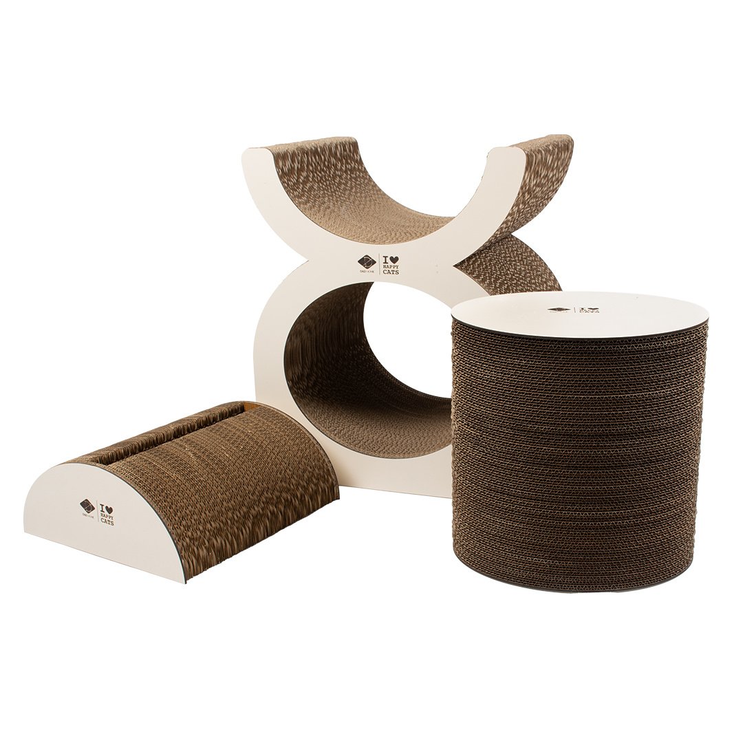D&D Home Kartonnen Krab Playground FAYE – multifunctioneel krab- en speelmeubel van golfkarton met MDF zijkanten – 40 × 30 × 46,6 cm – in 2 kleuren Bruin/Beige