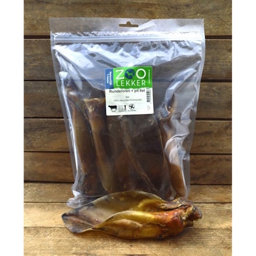 Zoolekker Runderoren met pit - 100% natuurlijke hondensnack 6 stuks