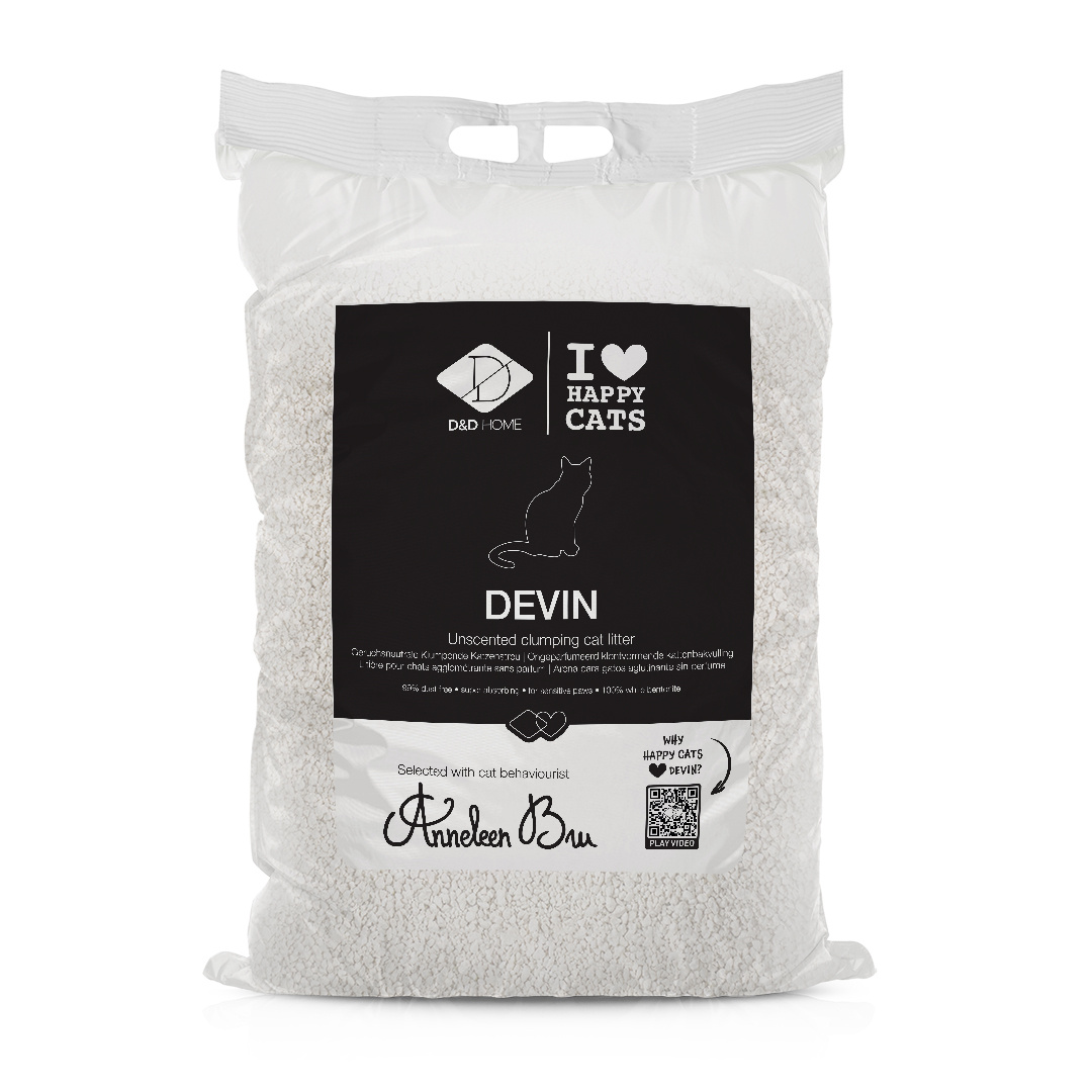 D&D Home Ongeparfumeerde kattenbakvulling DEVIN – witte bentoniet, klontvormend kattengrit 12 kg / 13,8 L