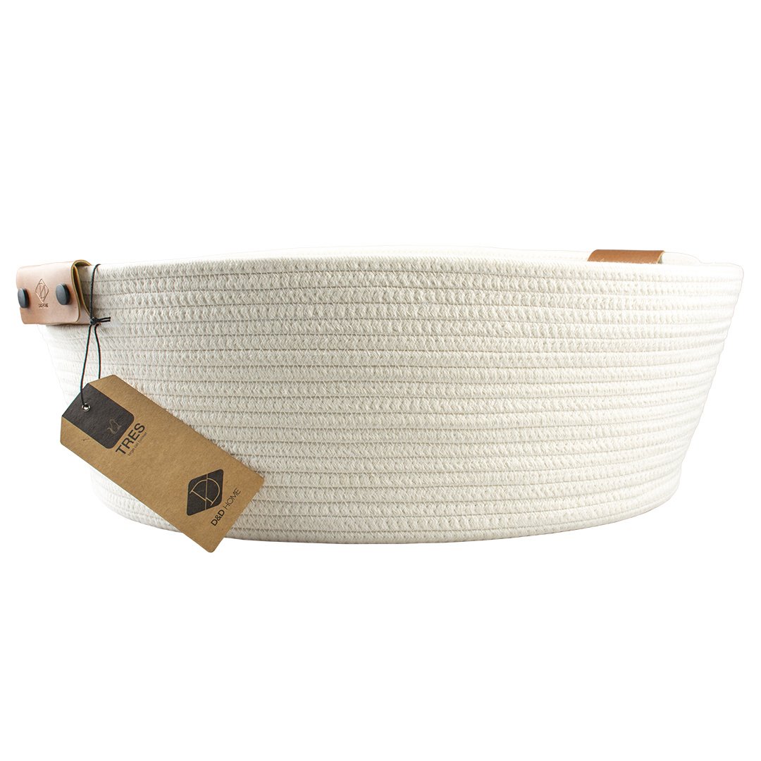 D&D Home Kattenmand TRES van katoen touw – met omkeerbaar kussen, 57×57×20 cm, voor grote katten Wit