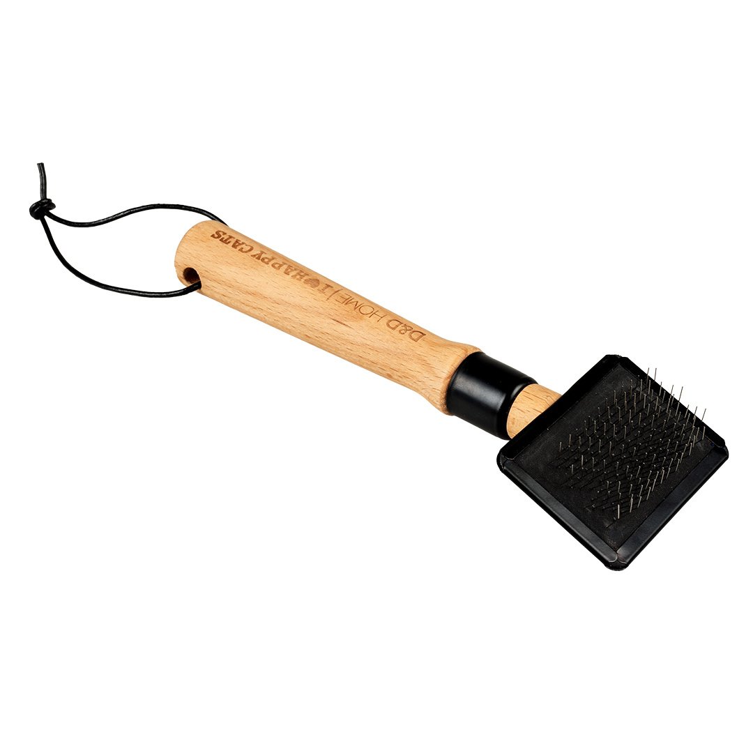 D&D Home Professionele slickerborstel ARTHUR voor katten – beukenhouten handvat en gebogen pinnen
