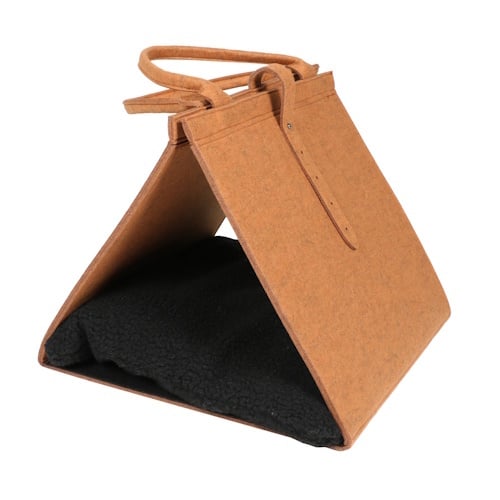 D&D Home Rosa kattenmand bruin - opvouwbare vilten cat cave met zacht kussen, 40x40x35 cm