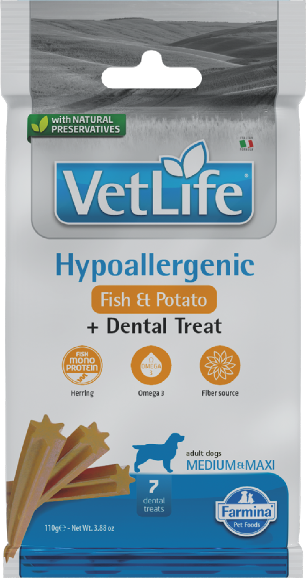 VET LIFE Dental Treats Hypoallergenic Vis en aardappel medium/maxi