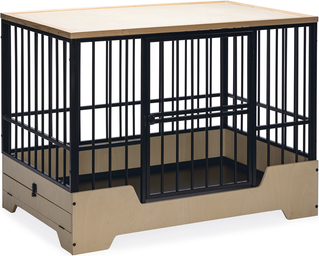 DESIGNED BY LOTTE Bench Quirine - Hondenbench - Zwart - MetaalHout - M 81x57x71 cm