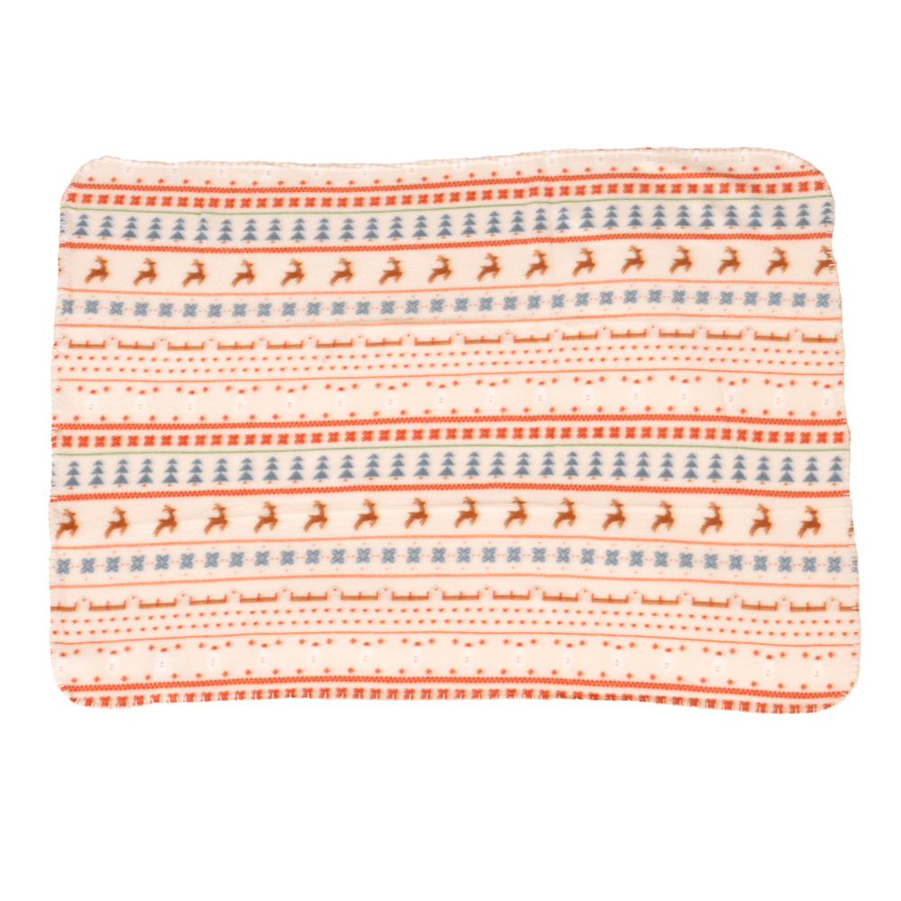 TIAKI knusse deken met Scandinavisch winterpatroon maat S: 100x70cm voor katten en honden