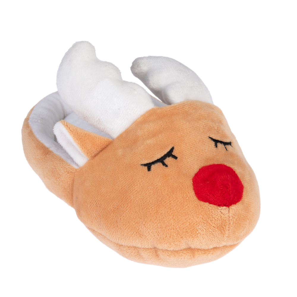 TIAKI pluche pantoffel rendier 20x11x6cm voor honden