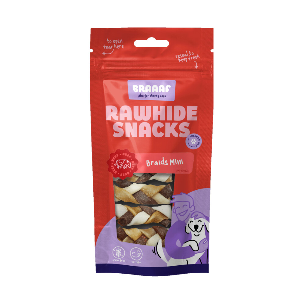 Braaaf 4x  Twister Vlecht Hondensnack Mini 6 cm 60 gr