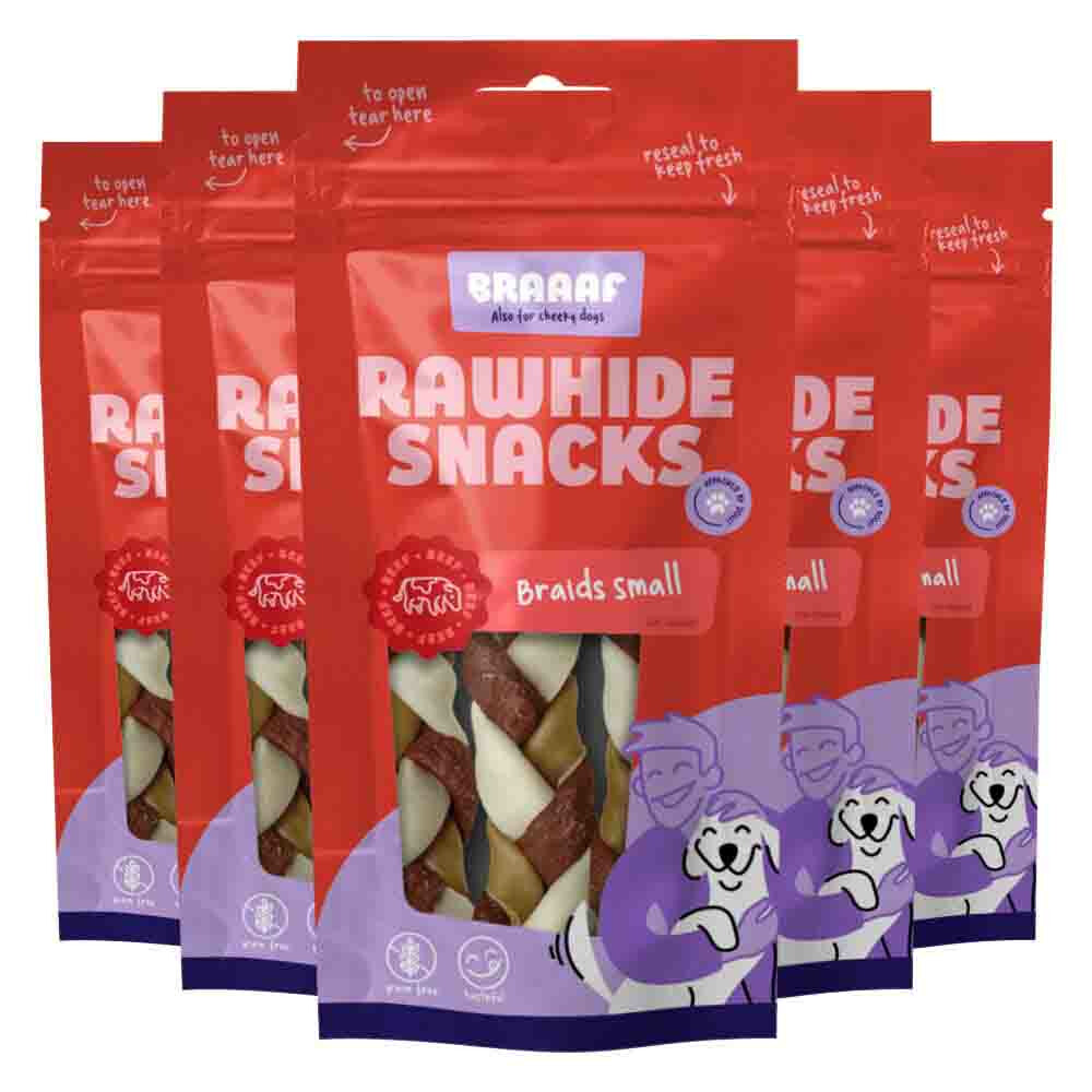 Braaaf 5x  Twister Vlecht Hondensnack Klein 12 cm 80 gr