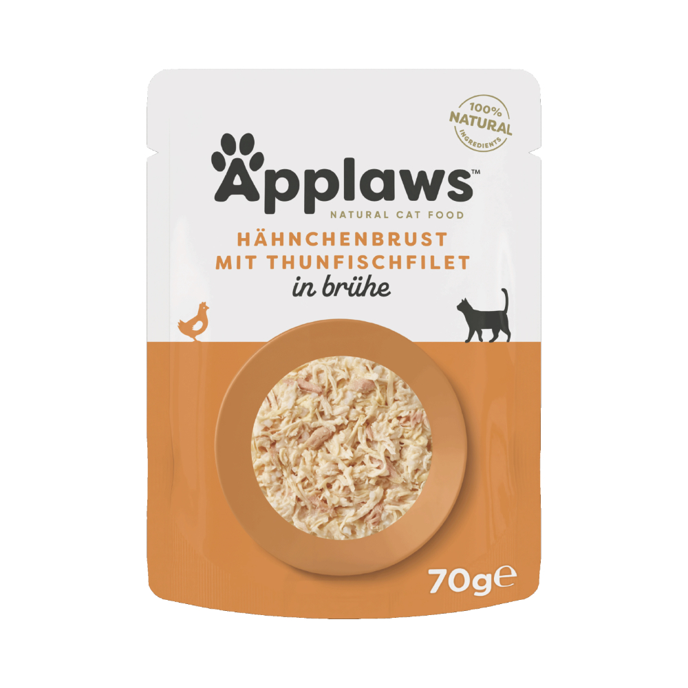Applaws Maaltijdzakjes in Bouillon Voordeelpakket 12 x 70 g Kattenvoer - Kipfilet met tonijnfilet