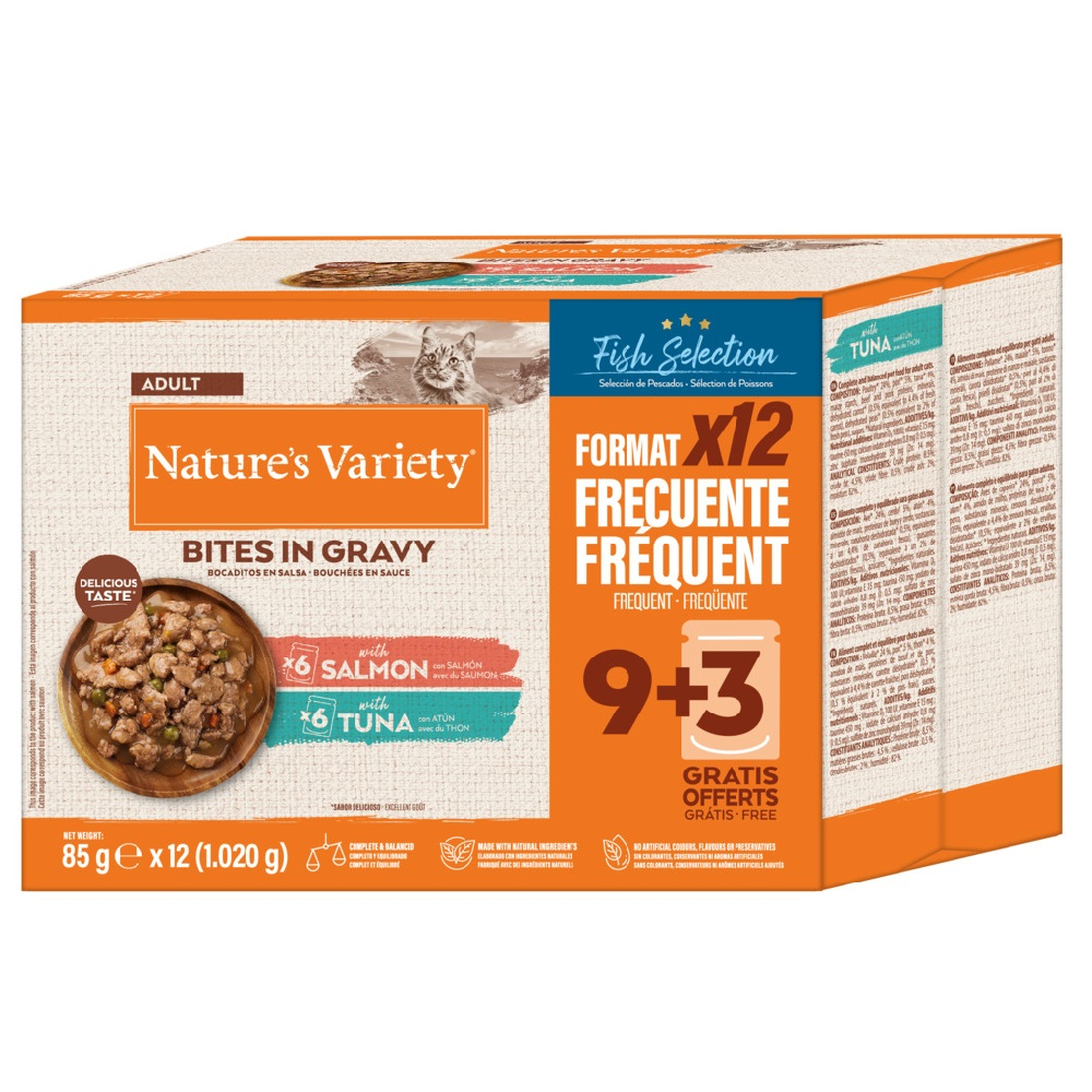 Nature’s Variety Voordeelpakket Nature's Variety Bites in Saus 48 x 85 g - Vis selectie (2 soorten)