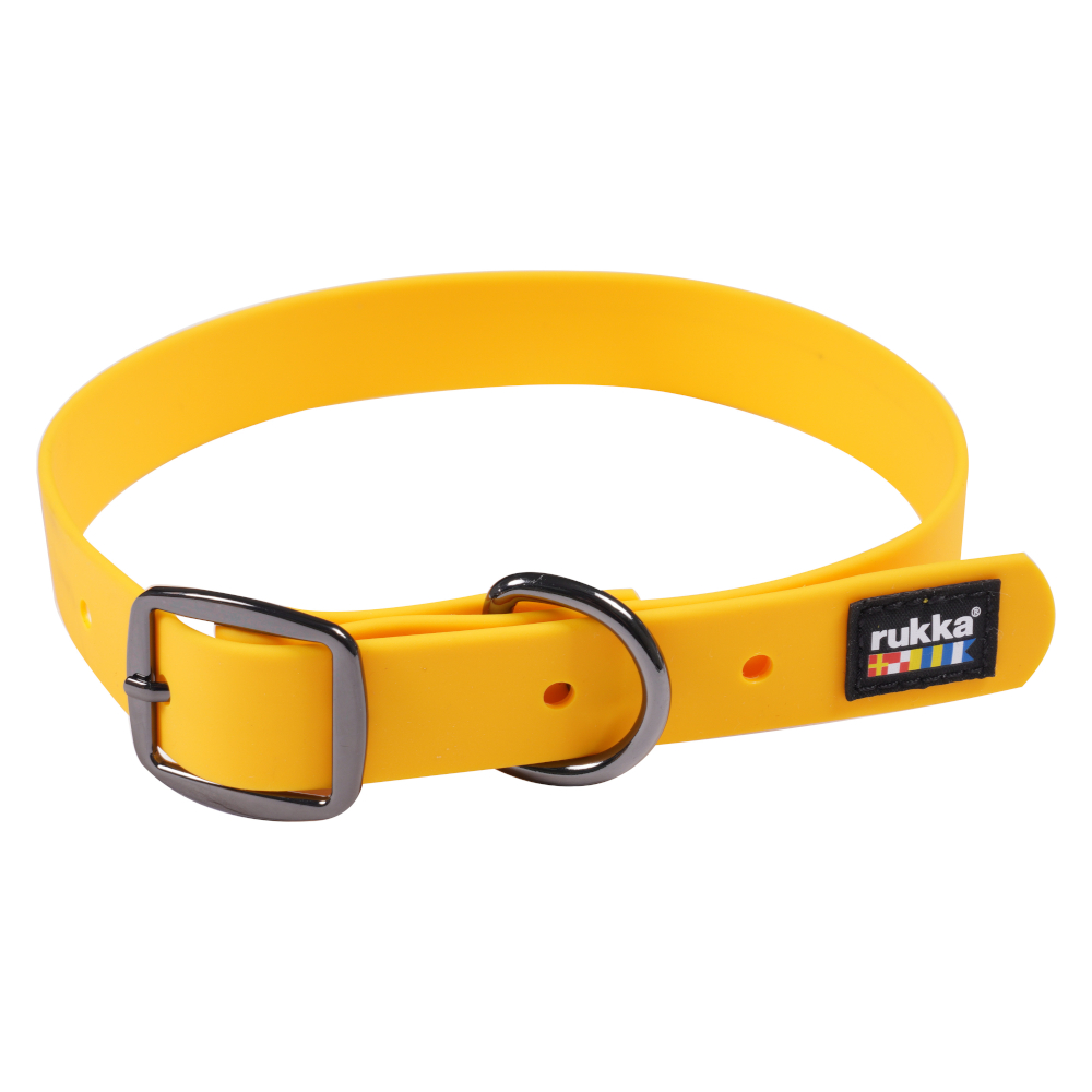 Rukka Pets Rukka Biodipro halsband, geel maat S 28-35cm nekomtrek, 15mm breed hond