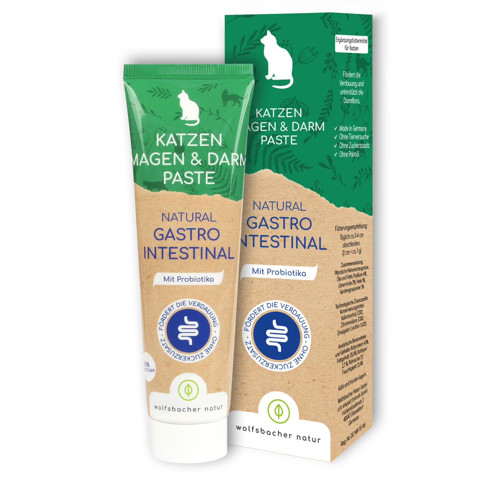 Wolfsbacher Natur 100g al Gastro Intestinal Paste Gastro Intestinal aanvullende voeding voor katten