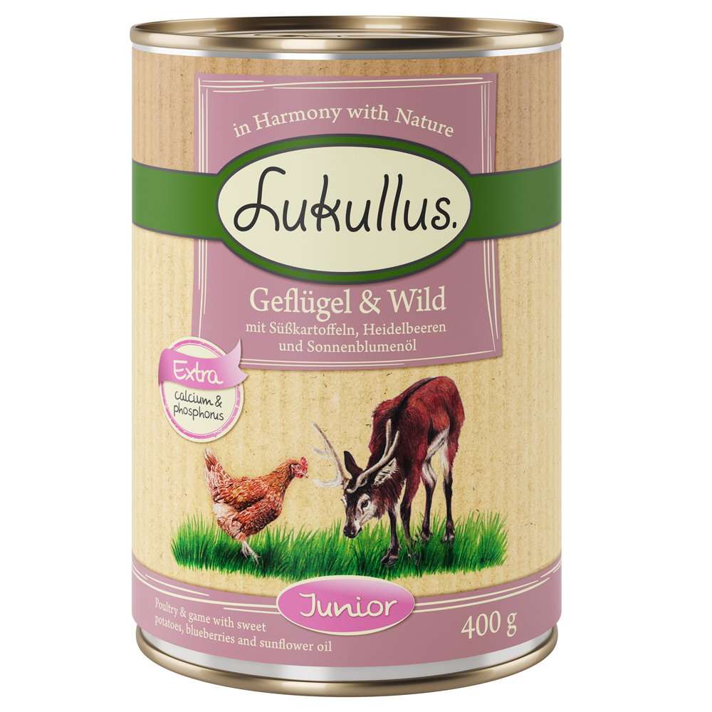 Lukullus 24x400g Junior Gevogelte & Wild (Graanvrij)  Hondenvoer