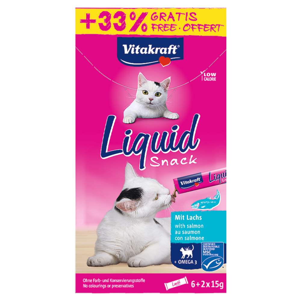 Vitakraft 33% Korting!  Kat Vloeibare snack  - Zalm + Omega 3