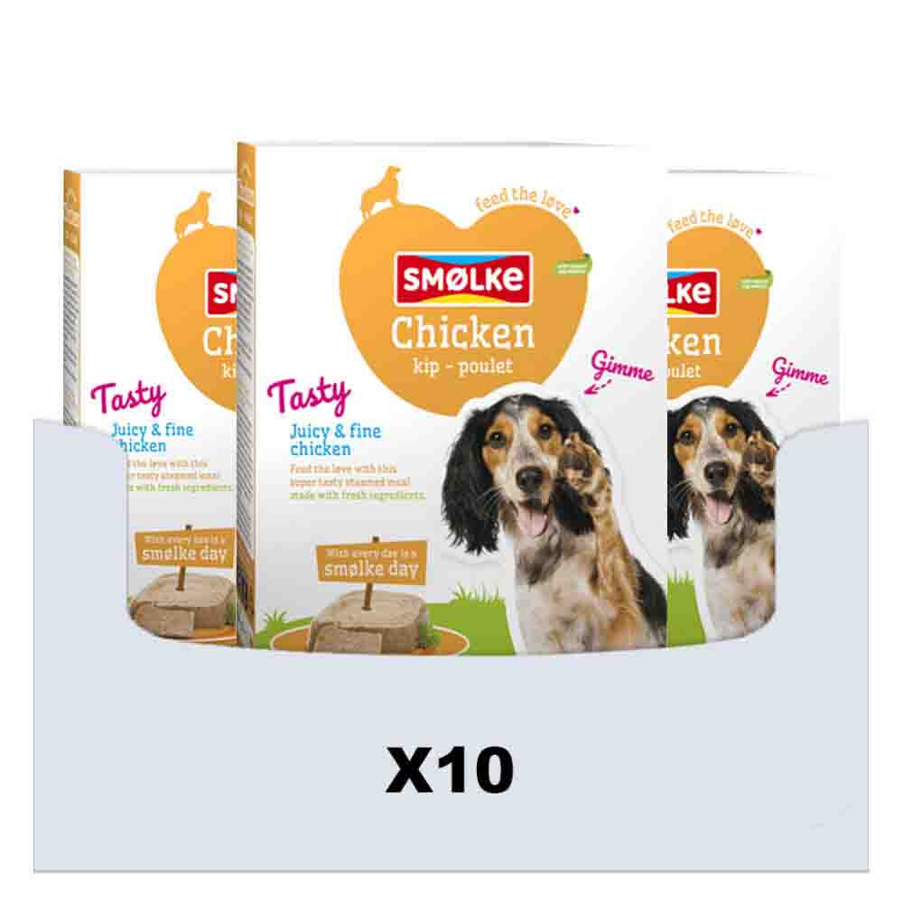 Smolke 10x  Hondenvoer Vers Gestoomd Kip 395 gr