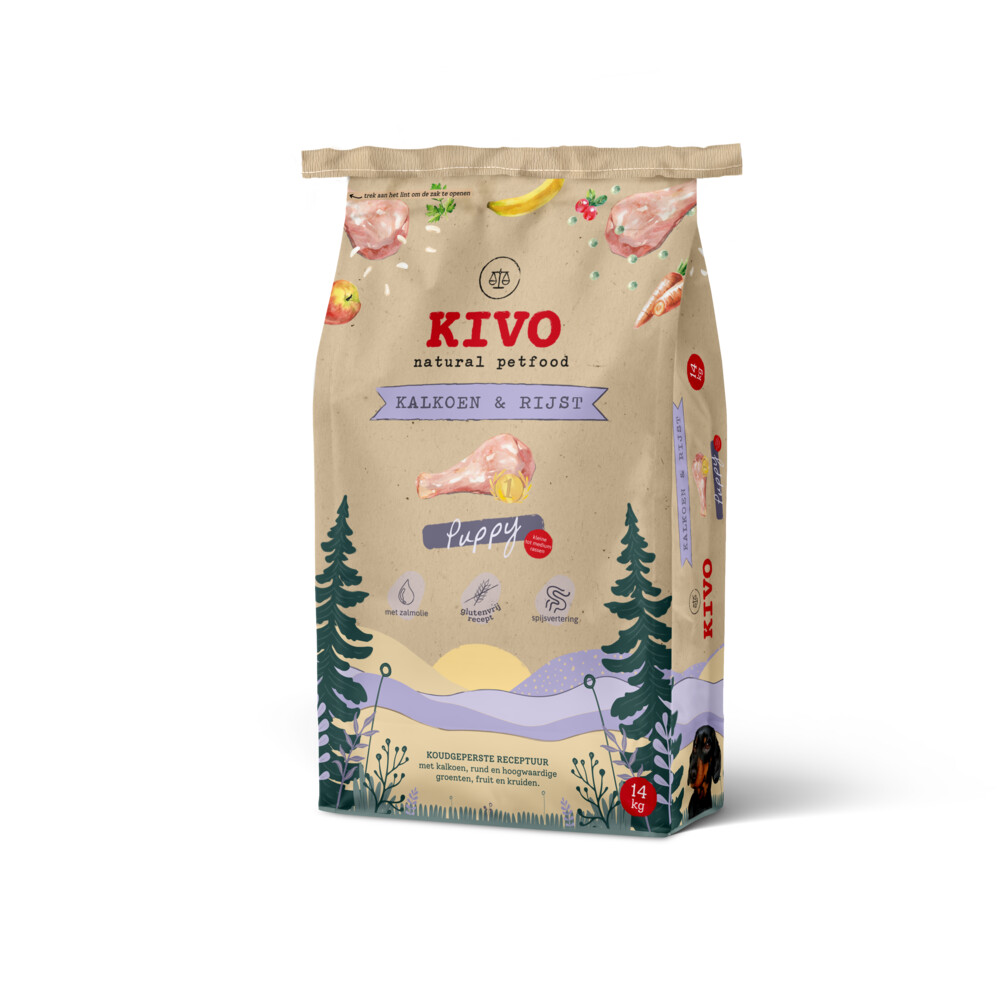 Kivo Puppy Hondenvoer Droog Glutenvrij Kalkoen&Rijst 14 kg