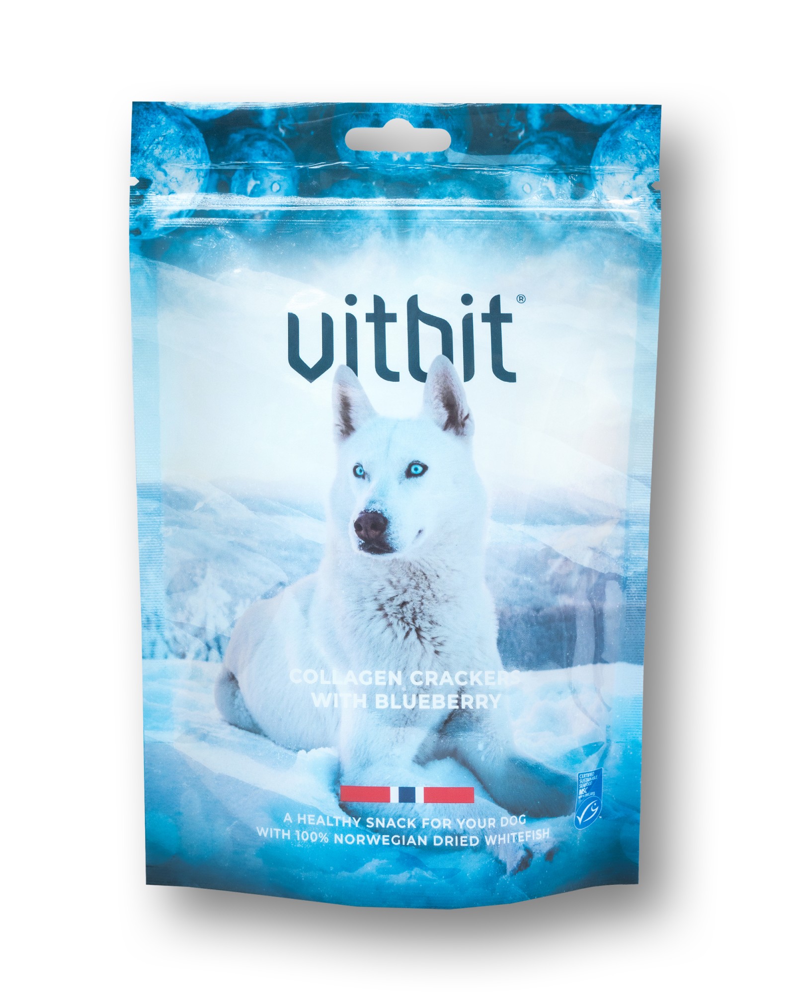 Vitbit hondensnack Collageen chips met blauwe bessen 70 gr.