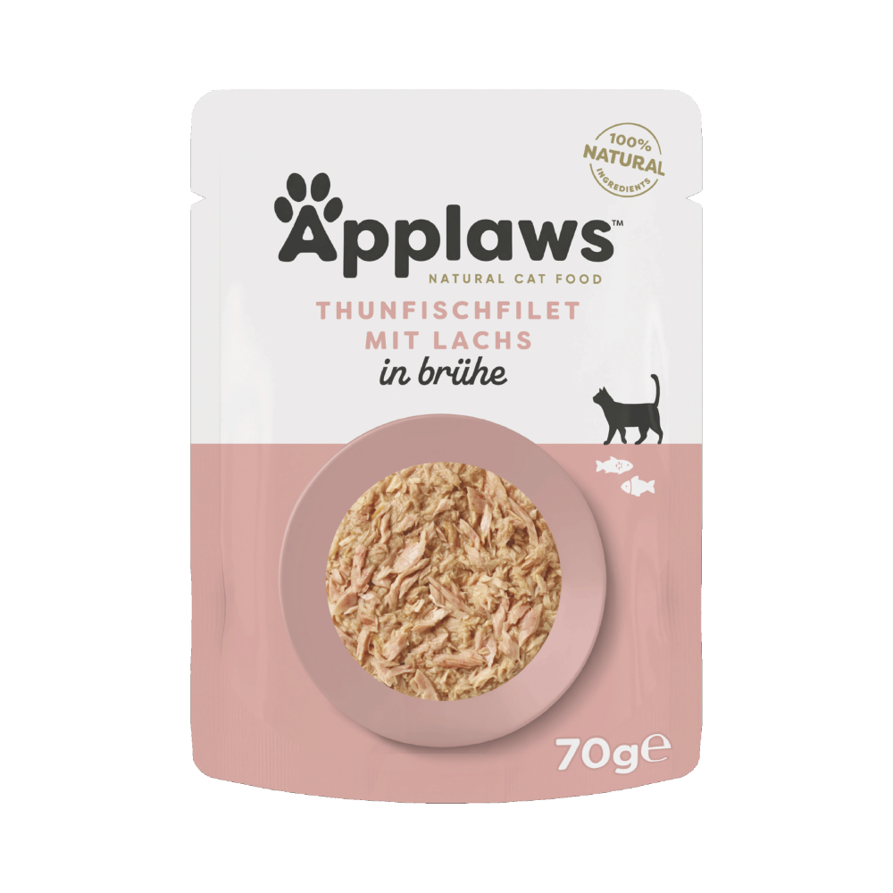 Applaws Maaltijdzakjes in Bouillon Voordeelpakket 12 x 70 g Kattenvoer - Tonijnfilet met zalm