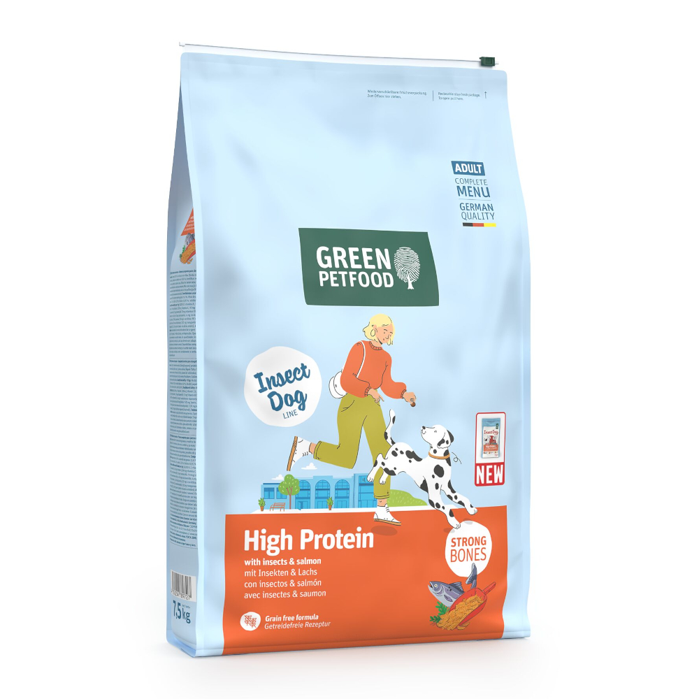 Green Petfood 7,5kg  High Protein Insecten & Zalm Hondenvoer droog