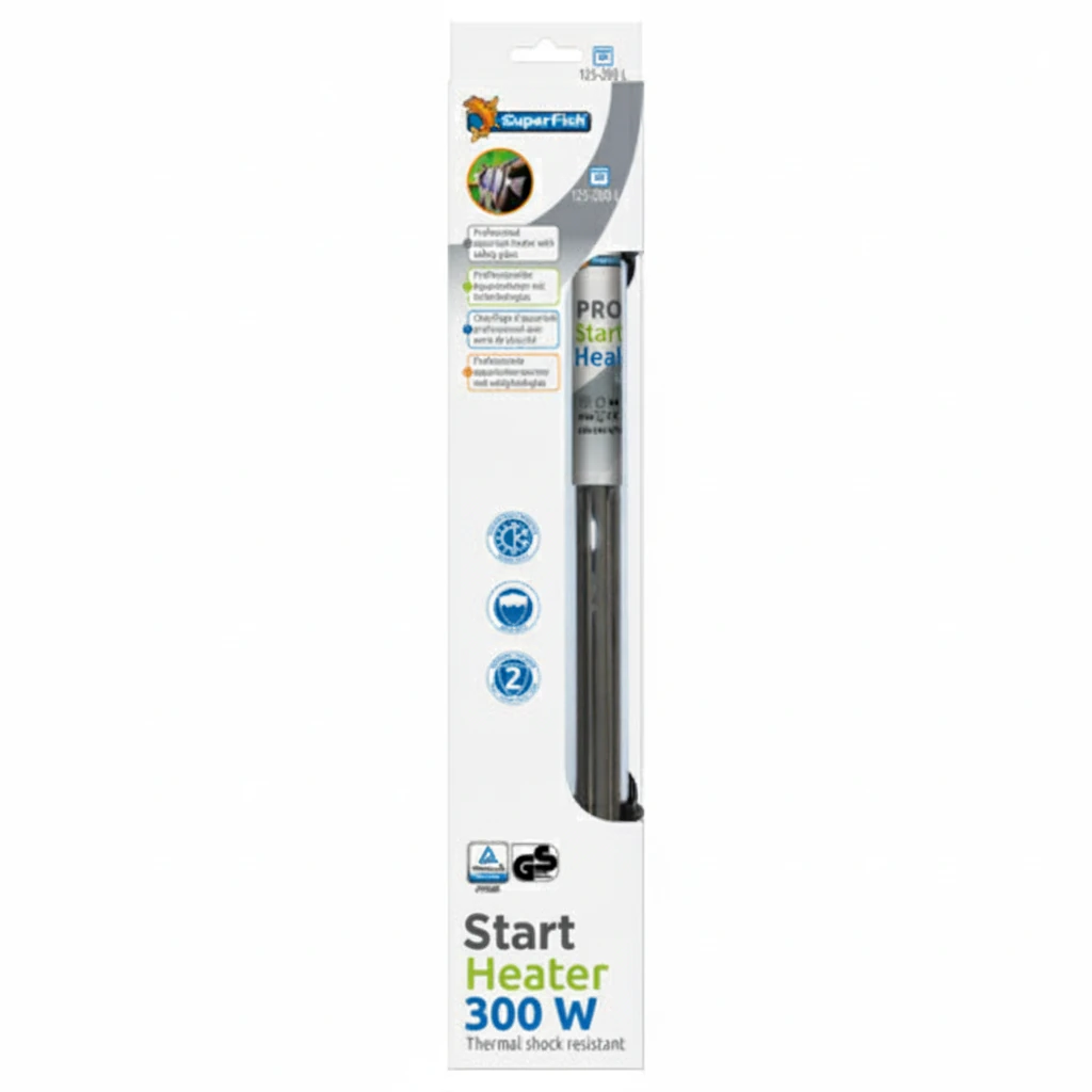 SuperFish Start Heater 300W - nauwkeurig instelbare aquariumverwarmer met thermostaat en 2 meter kabel 35cm