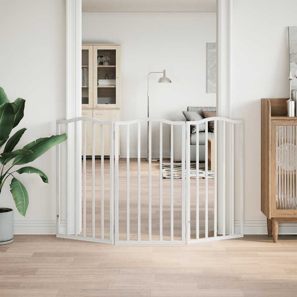 vidaXL Hondenhek inklapbaar 3 panelen 150 cm populierenhout wit